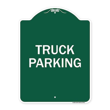 Signmission Designer Series Truck Truck Parking, Green & White Aluminum Sign, 18" x 24", GW-1824-22785 A-DES-GW-1824-22785